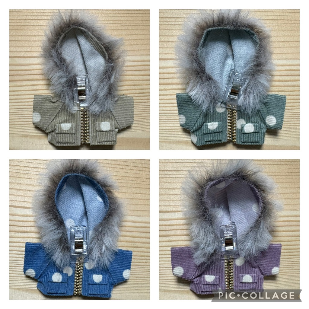 【ぬい服10cm 】水玉柄コーディロイパーカージャケット