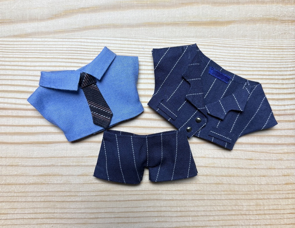 【ぬい服10cm 】ストライプ柄 スーツ3点セット