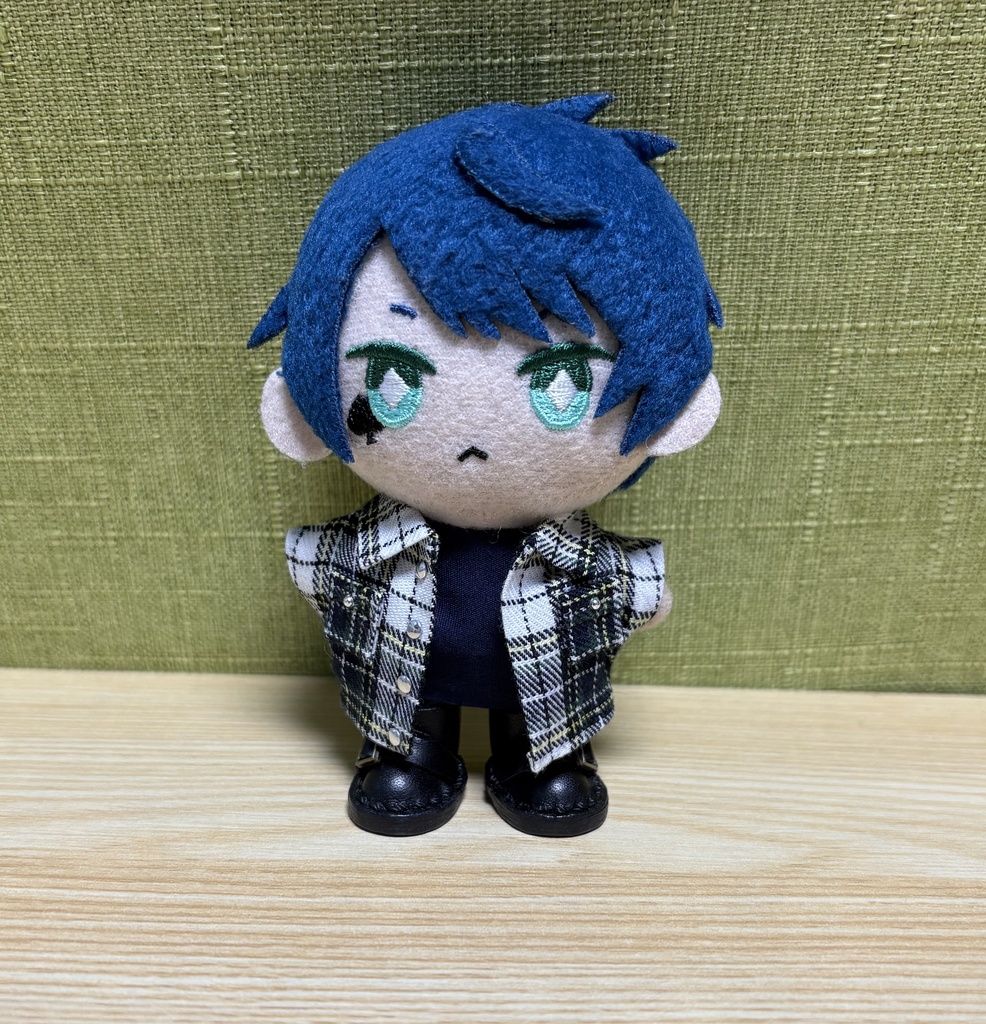 【ぬい服10cm 】チェックネルシャツ+タンクトップ