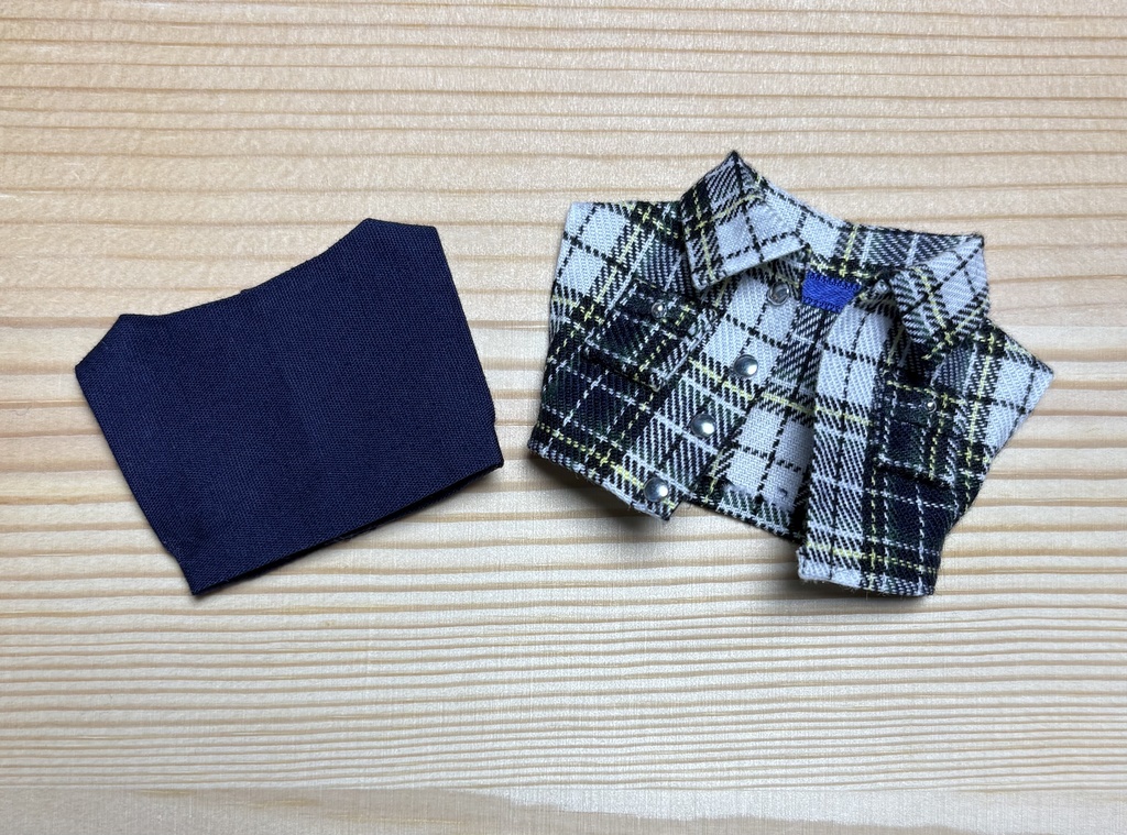 【ぬい服10cm 】チェックネルシャツ+タンクトップ