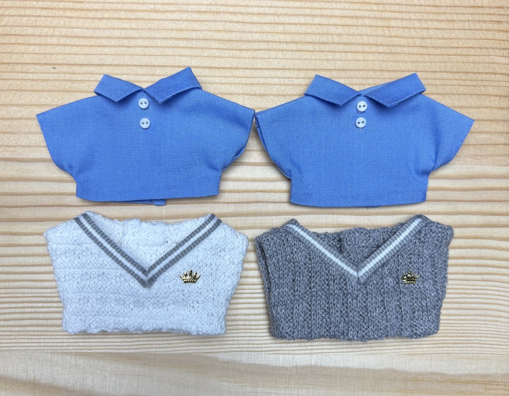 【ぬい服10cm 】ニットベスト+シャツ