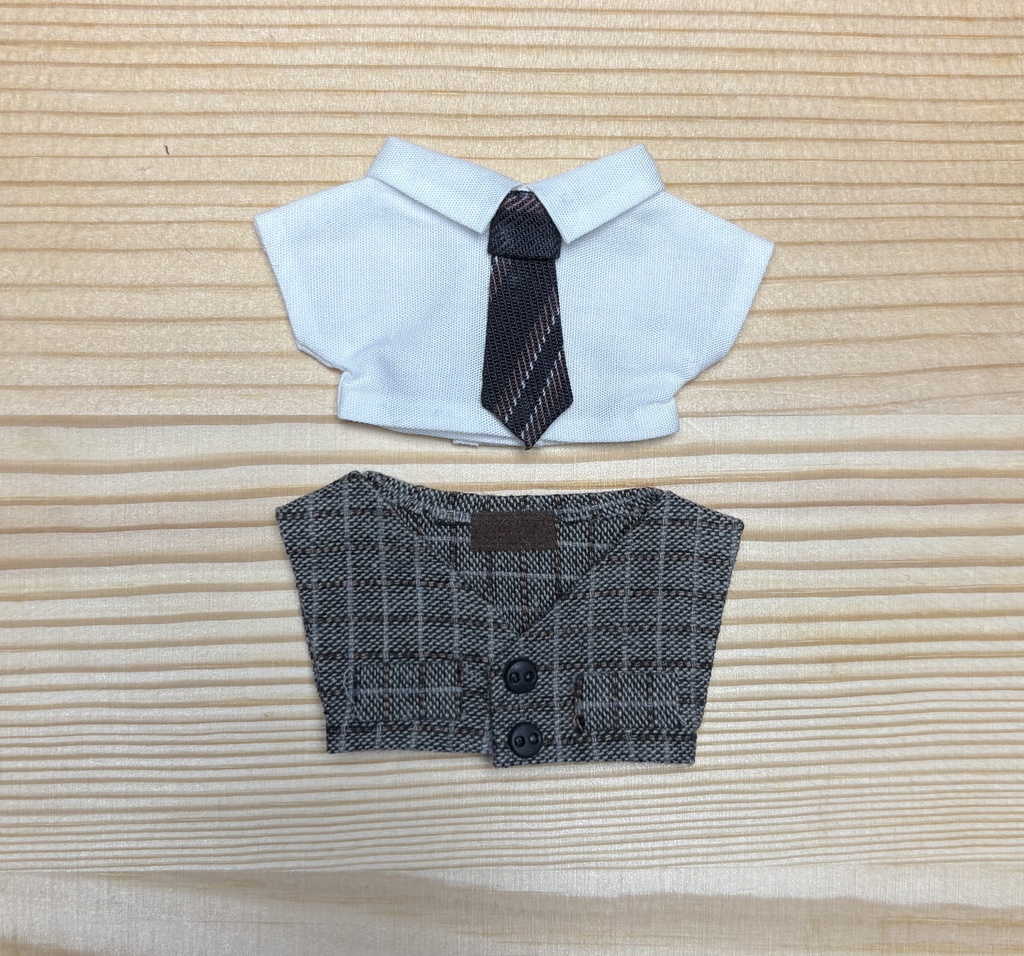 【ぬい服10cm 】ベスト+シャツ