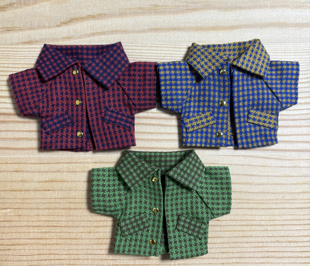 【ぬい服10cm 】 千鳥格子柄コート