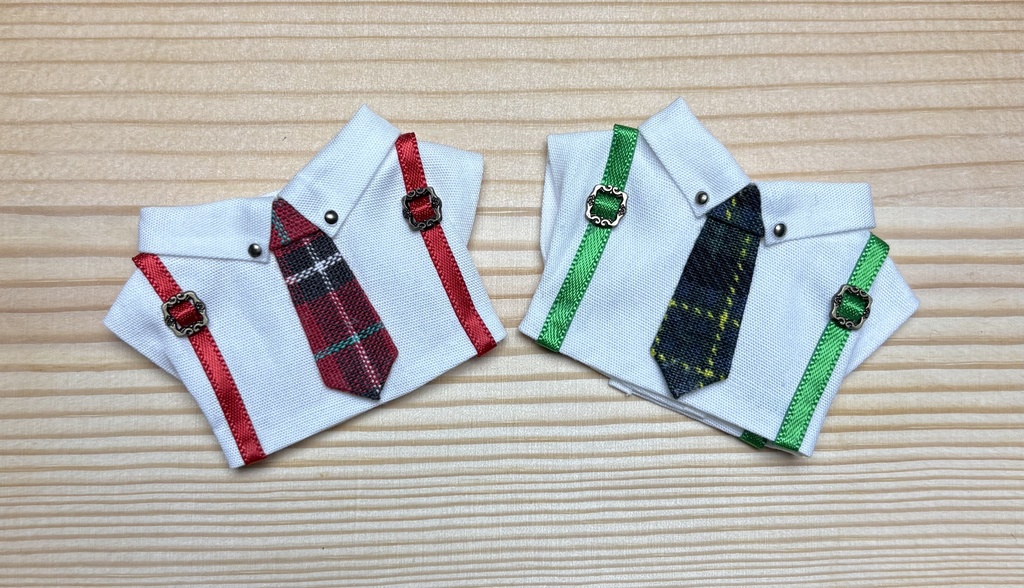 【ぬい服10cm 】クリスマス🎄ネクタイ付きサスペンダーシャツ