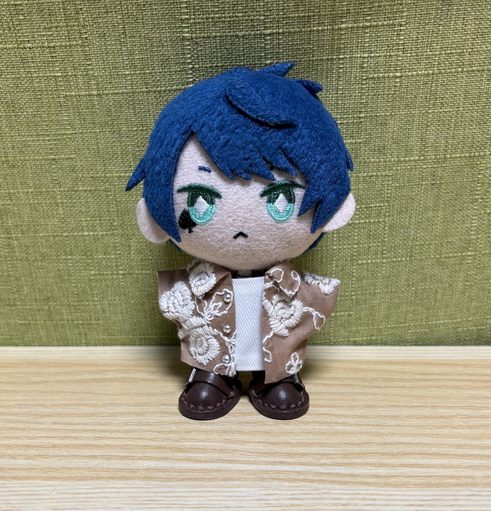 【ぬい服10cm 】刺繍前あき重ね着風シャツ