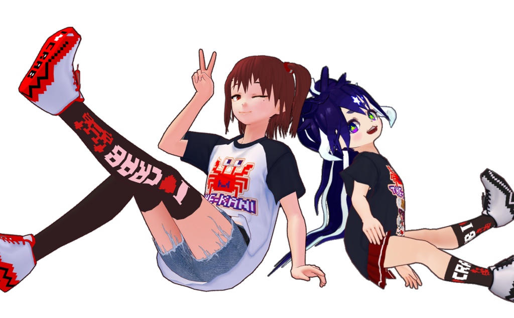 カニ靴下二種類/各2色xロゴ3パターンセット