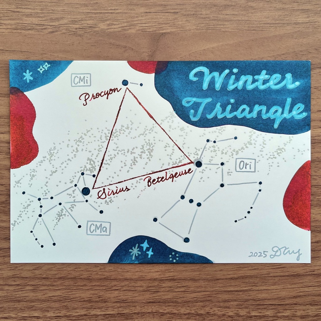 手書きカード - 冬の大三角