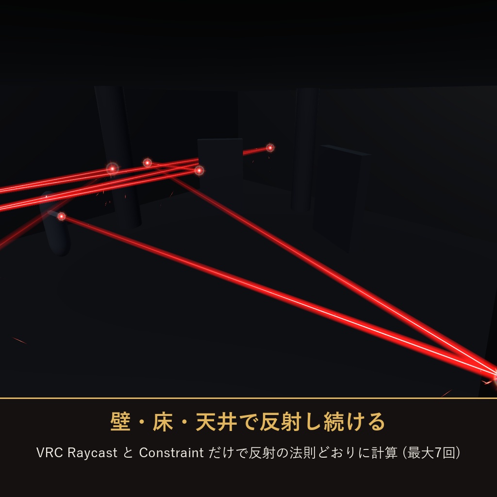 【VRChat】反射し続けるレーザー Ricochet Laser 最大7回反射・スクリプト不要【Modular Avatar対応】