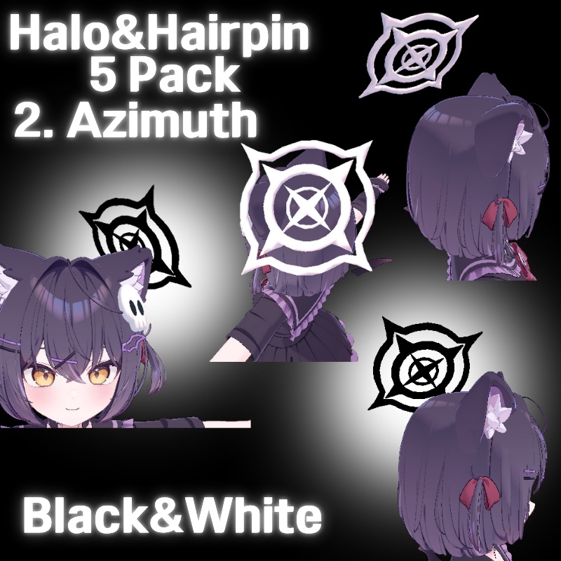 【無料配布中】Halo&Hairpin 5 Pack 3DモデルVRChat