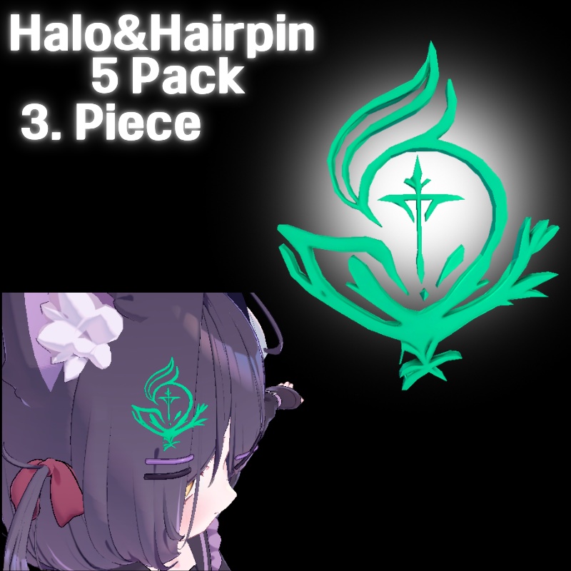 【無料配布中】Halo&Hairpin 5 Pack 3DモデルVRChat