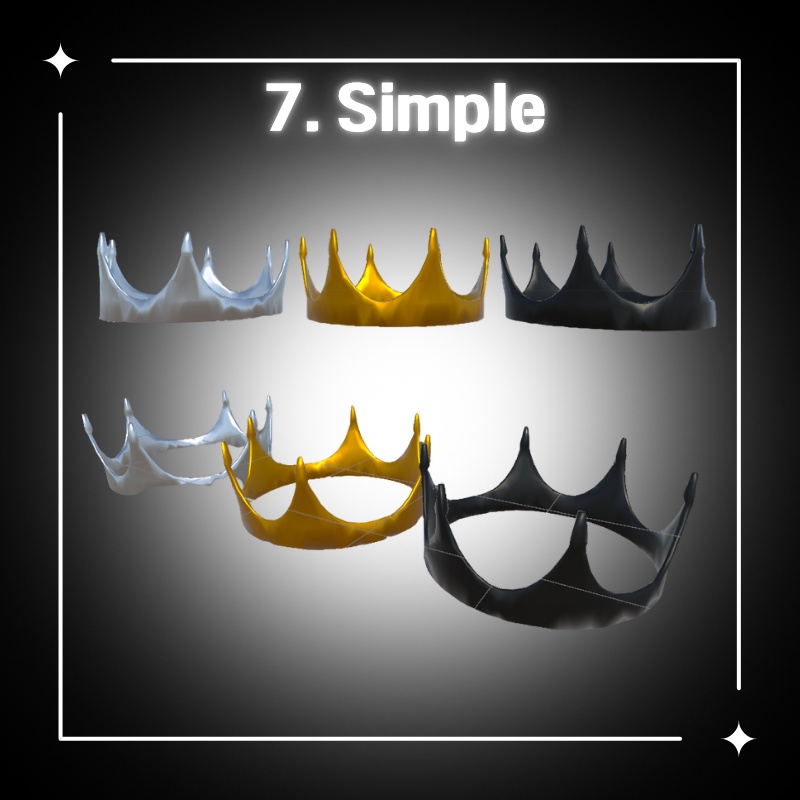 【無料配布中】Free 3D Crown Pack - 8 Simple crowns (VRChat想定)