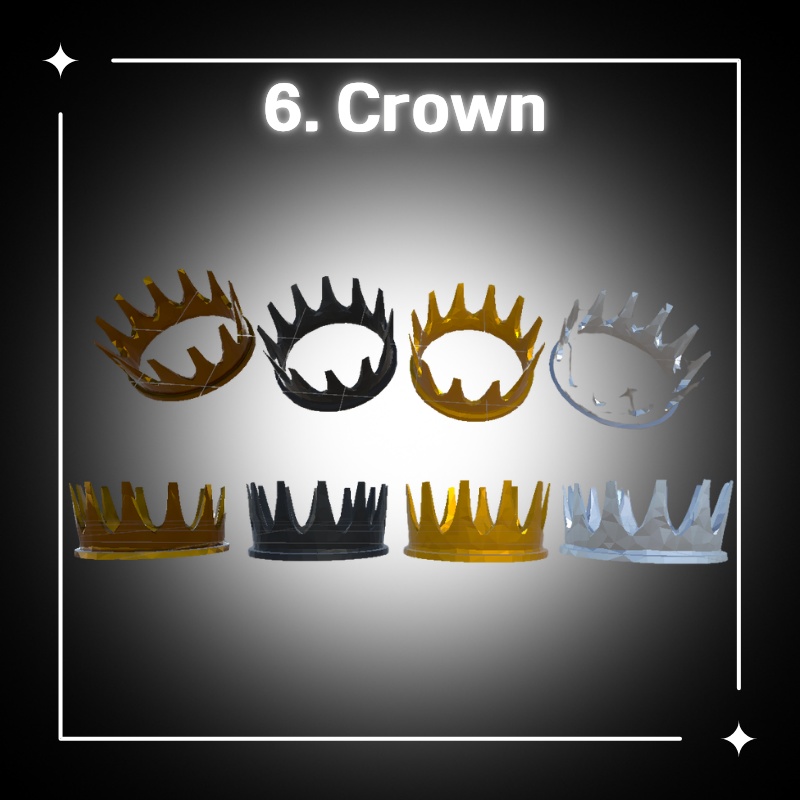 【無料配布中】Free 3D Crown Pack - 8 Simple crowns (VRChat想定)