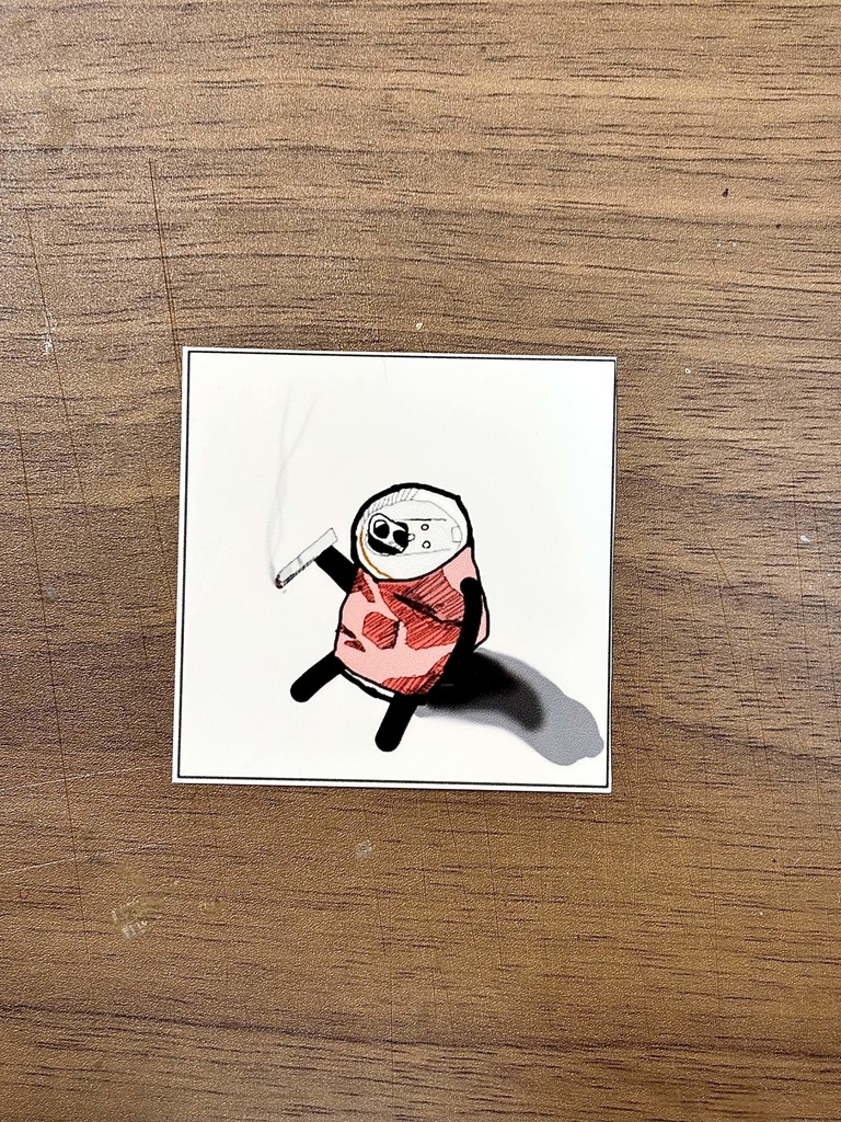 疲れ切った空き缶ステッカー
