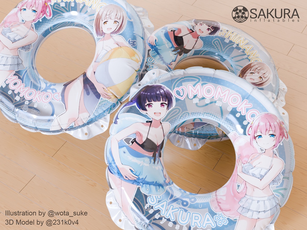 水着 さくら/桃子/日菜乃 うきわ型空ビ / Bikini Sakura/Momoko/Hinano Inflatable Ring