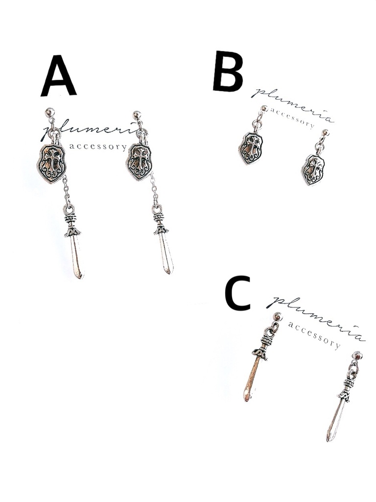 + 矛( ほこ ) 盾 ( たて ) 矛盾〈 むじゅん 〉 アクセサリー 〉+ 1ペア 選択 イヤリング ・ ピアス