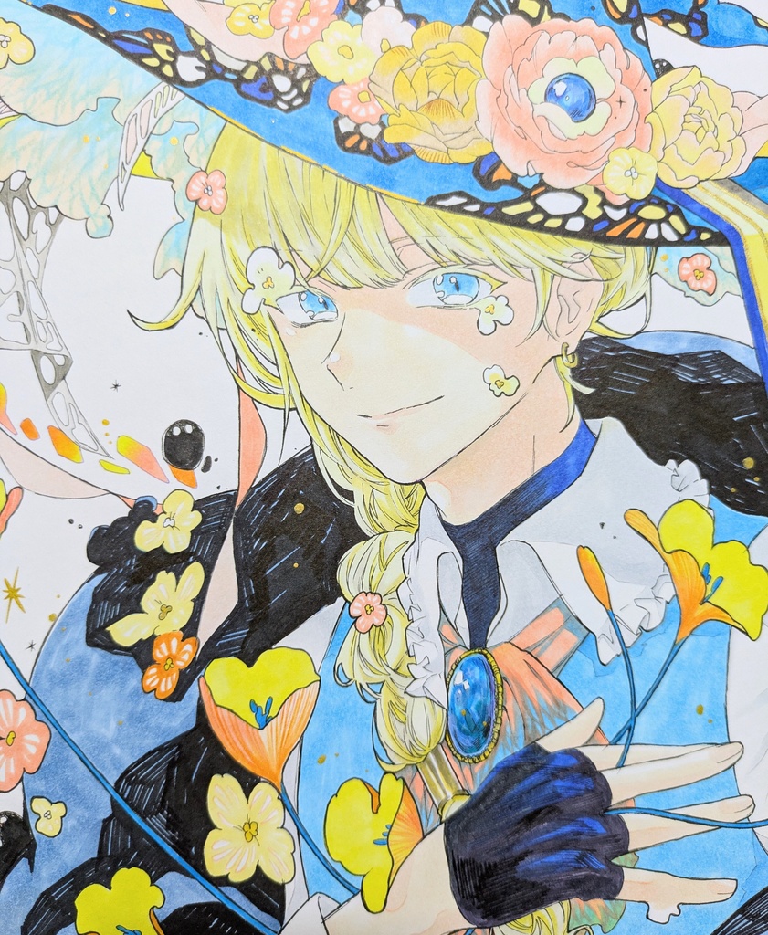 魔法使いと影（色紙原画）