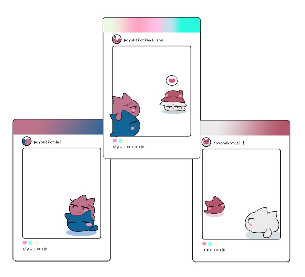 ぽよねこアクリルカード三種セット