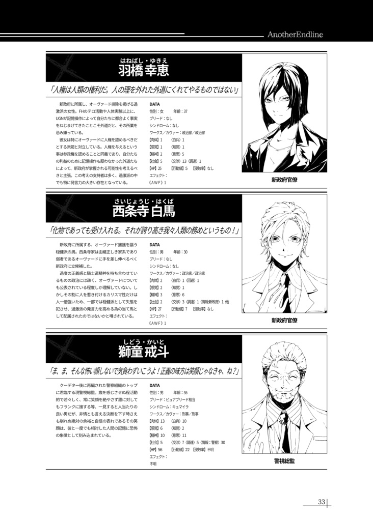 物理本『Another EndLine』ダブルクロス同人ステージ&データ集