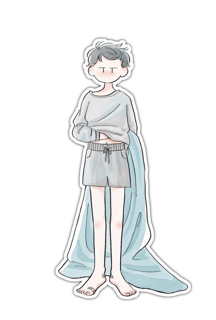 眠たい男の子　ステッカー