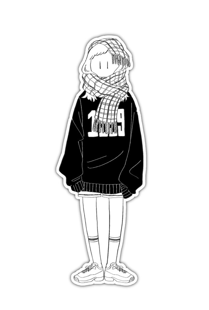 マフラー女の子 ステッカー