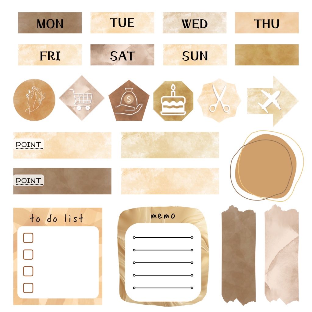 【淡色×くすみカラー】デジタルプランナーステッカー115個✙アイコン付きセット