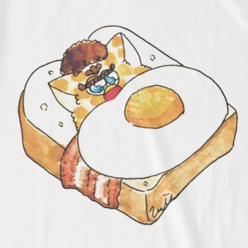ベーコンエッグのお布団Tシャツ