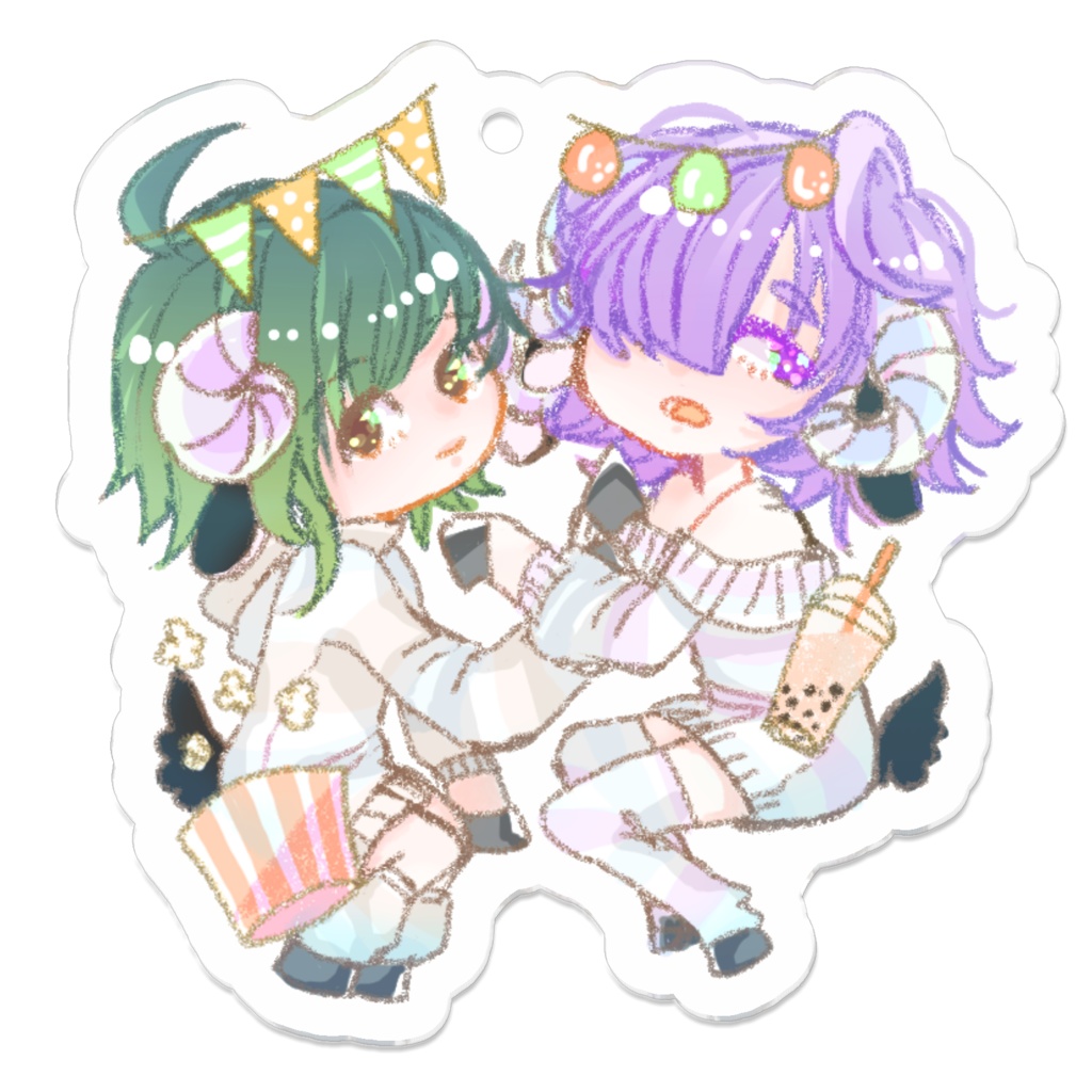 アクリルキーホルダー　羊のパジャマパーティー