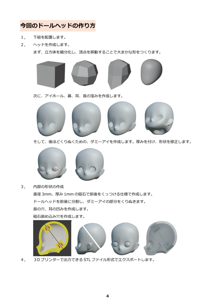 Blenderを使って ドールヘッドを作ろう!テキスト(PDF版)