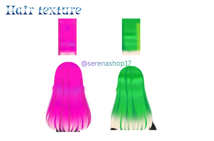 multi layer hair texture ( pink and green)