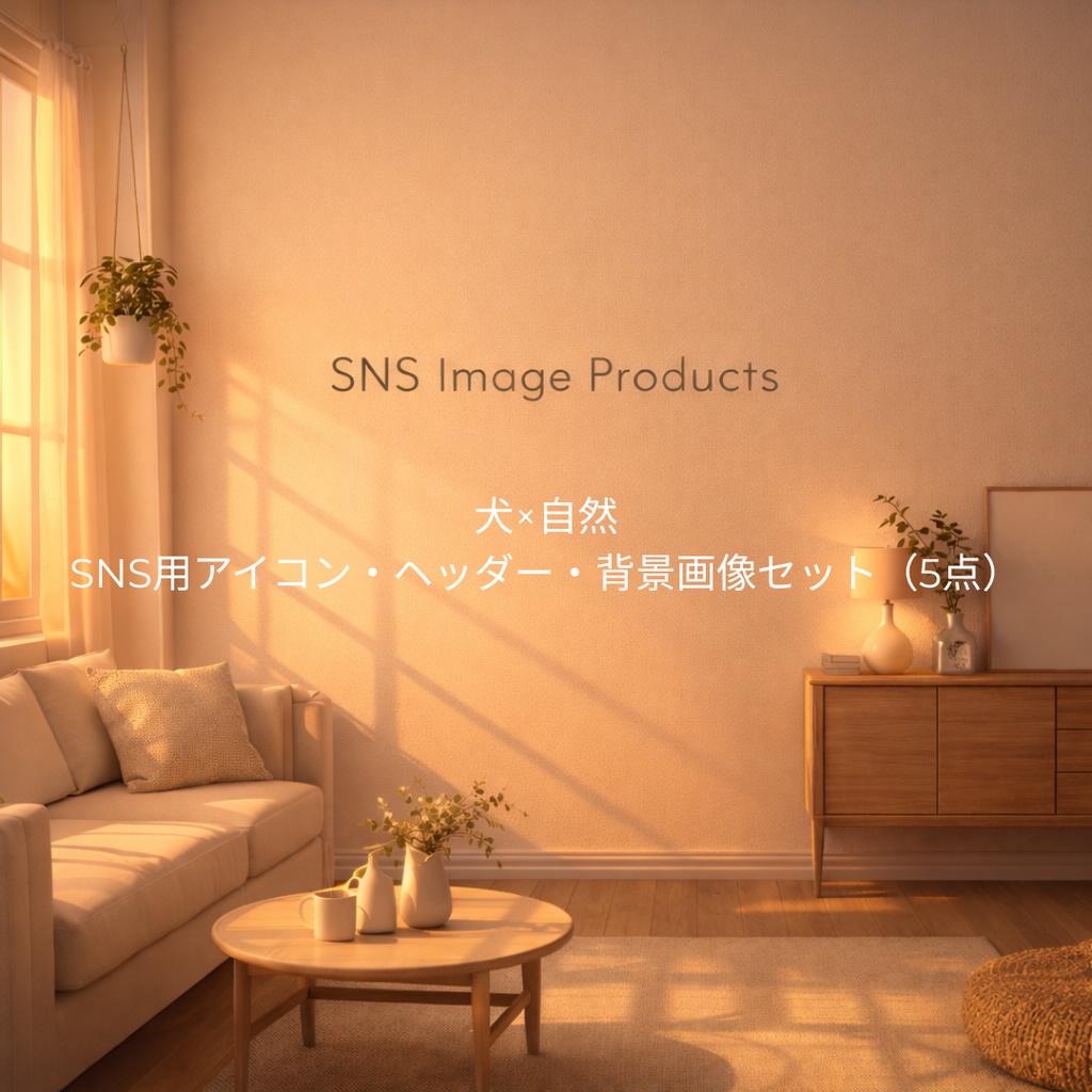 犬×自然｜SNS用アイコン・ヘッダー・背景画像セット（5点）