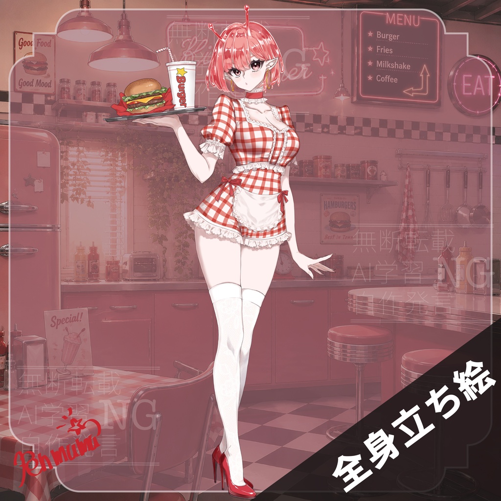 立ち絵素材【宇宙娘バイトする】全身絵1種
