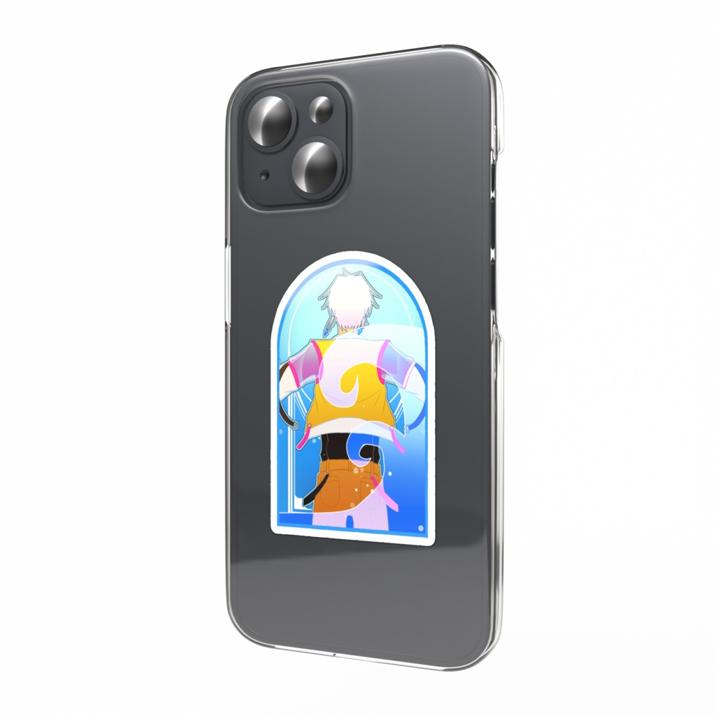 ステンドグラス風スマホステッカー_スミレ