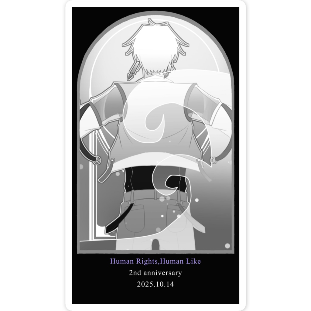 ステンドグラス風スマホステッカー_スミレ(モノクロ)