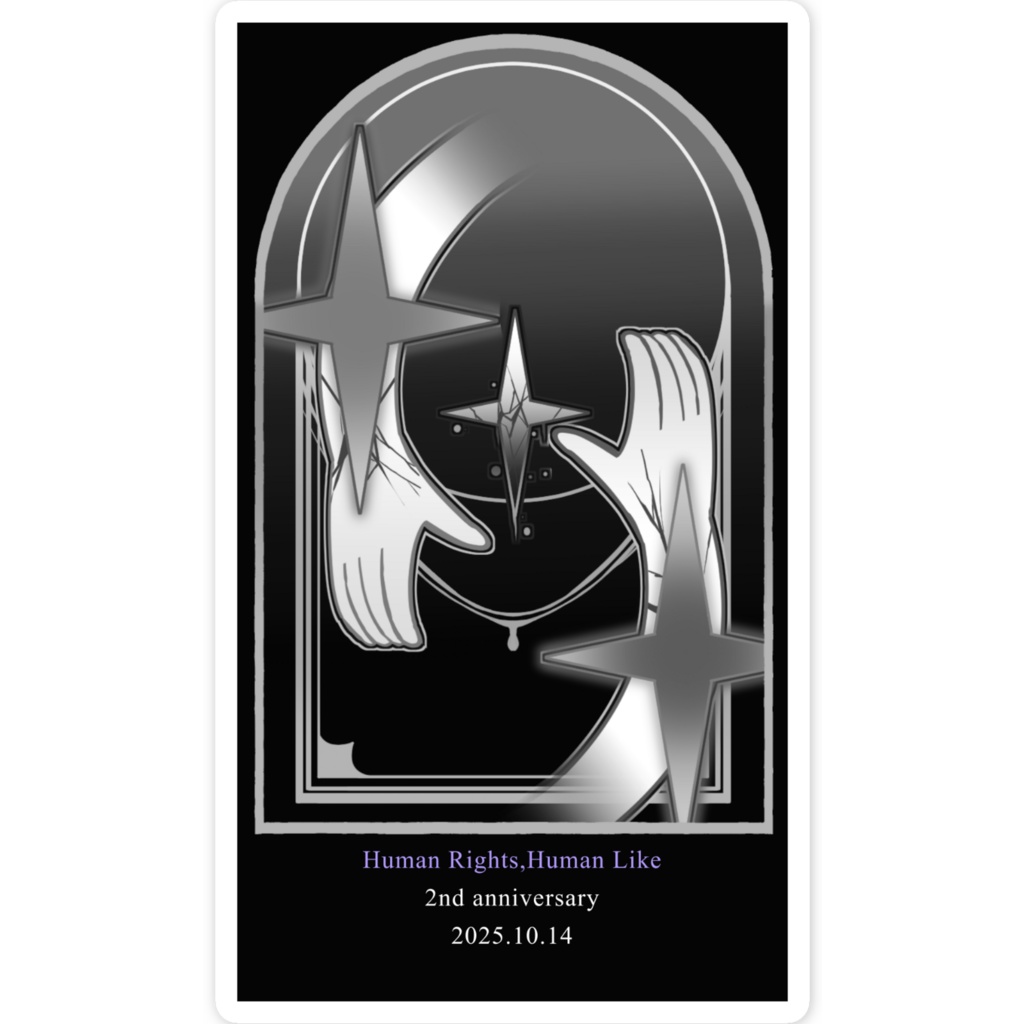 ステンドグラス風スマホステッカー_アルタ&ベティス(モノクロ)