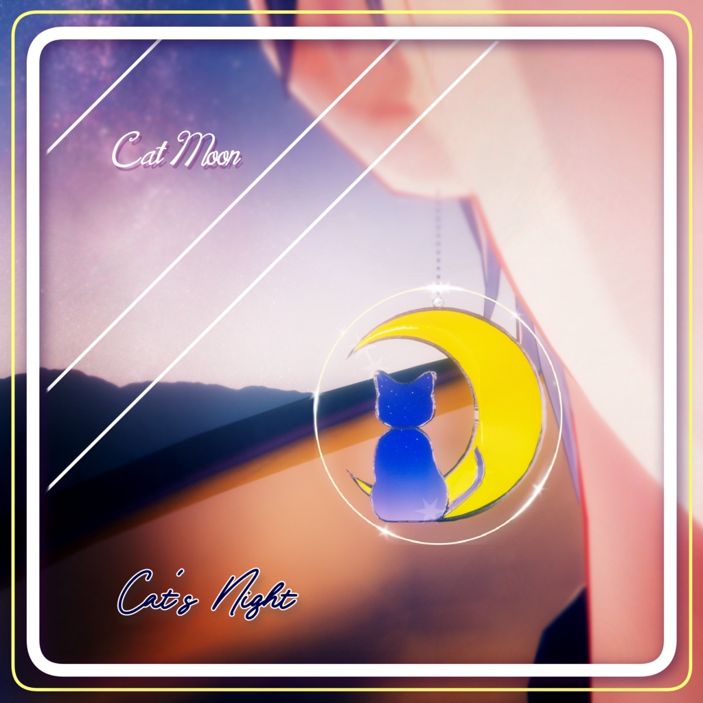 【Free Moon Cat Earring】夜に光月猫アクセサリー