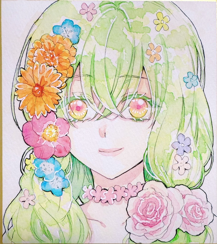 直筆イラストミニ色紙