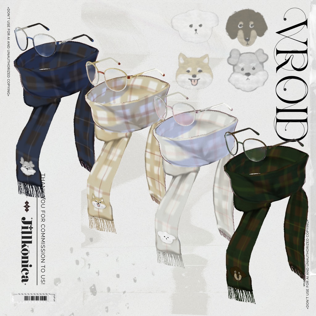 ［VRoid用］INUglasses：👓アクセサリーセット🐶.*