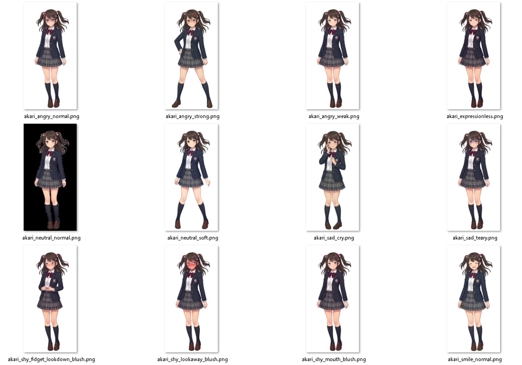 女子高生キャラクター(あかり)素材
