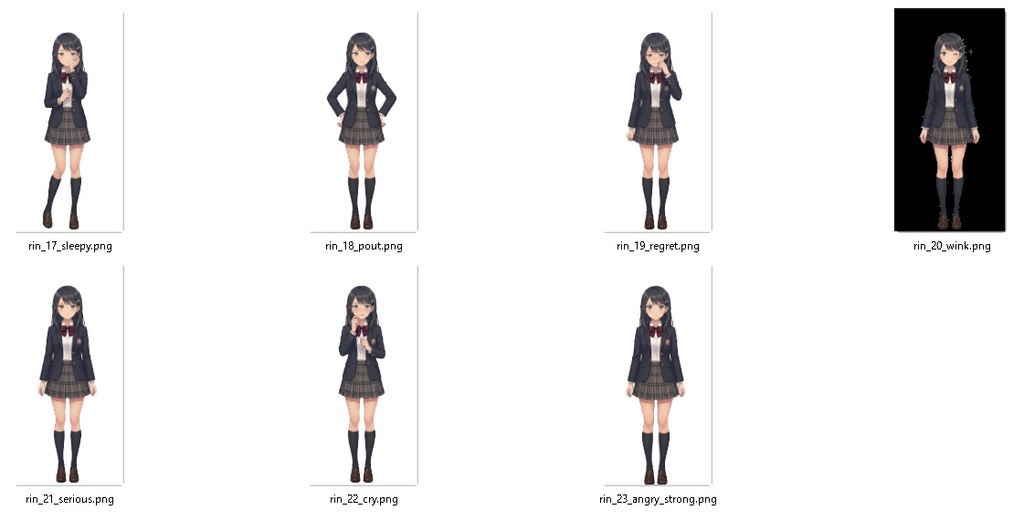 女子高生キャラクター(りん)素材