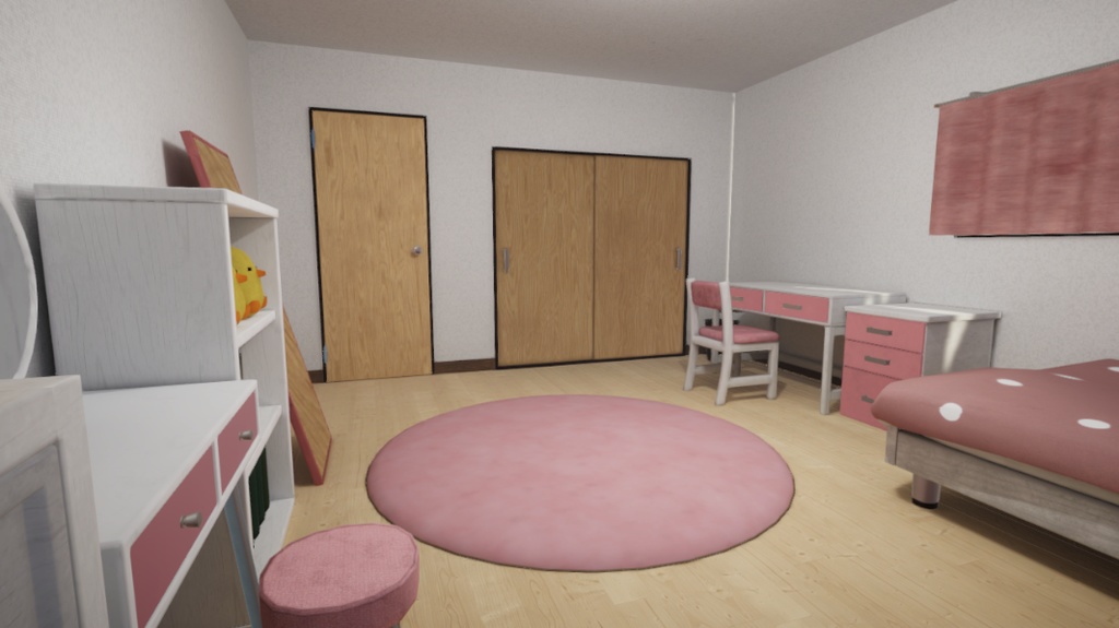 3d 背景 女の子の部屋 Unity Universalrp用 竹林工務店 Booth