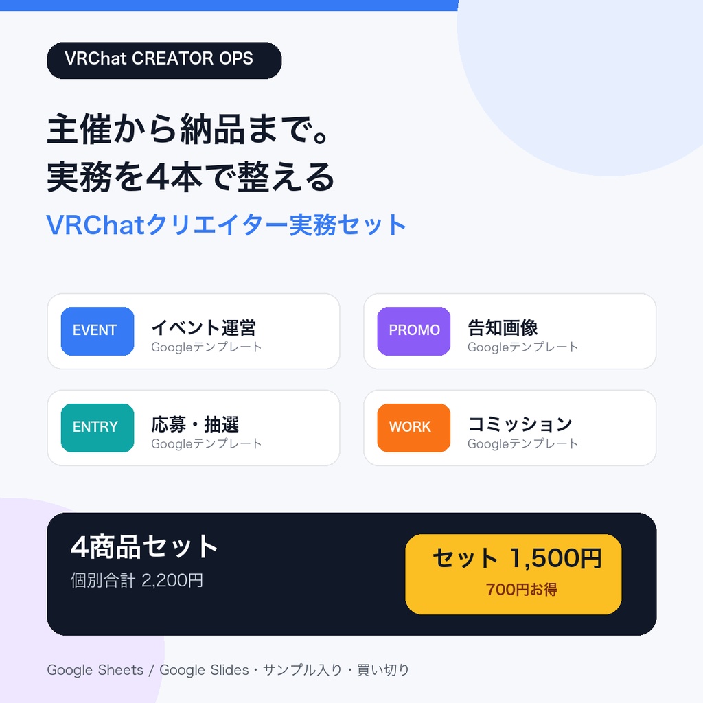 【4商品セット】VRChatイベント主催・応募抽選・告知・コミッション管理 完全実務キット