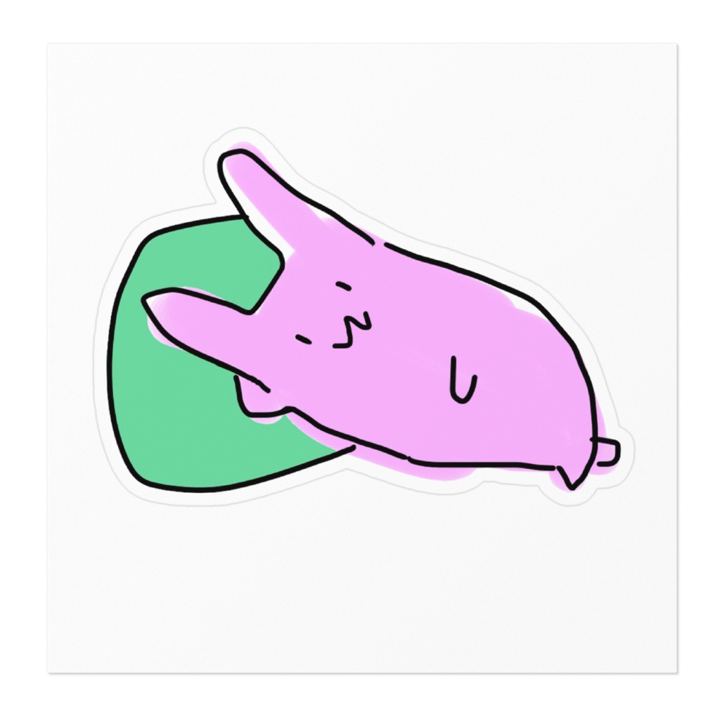 緑のクッションに寝転ぶニートうさぎステッカー