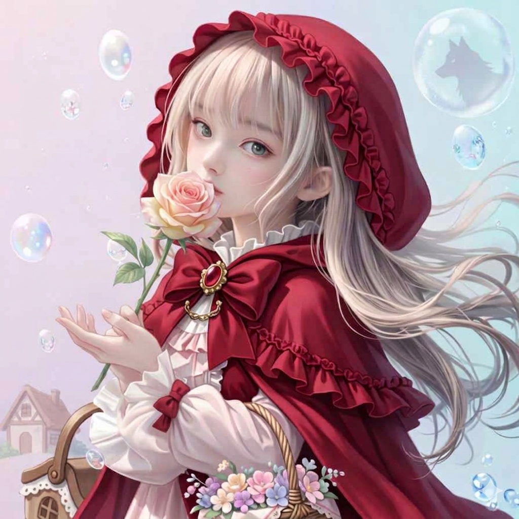 赤いフードの少女 AIイラスト集 10枚セット