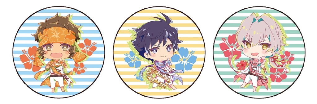 THE虎牙道 トロピカル柄 缶バッジ(タケル/漣/道流)