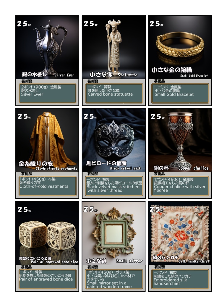 フィフスエディションＴＲＰＧ用お宝カード（ＤｎＤ２０２４版）