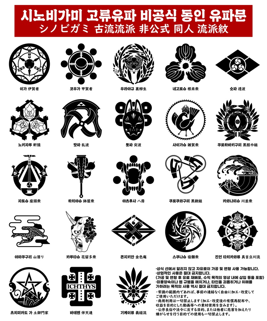 【シノビガミ】 同人 高流流派 流派文 セット