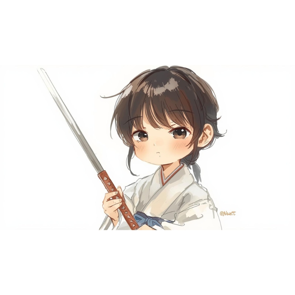 モネ風 × 可愛い剣道クリップアート14点セット(PNG形式)