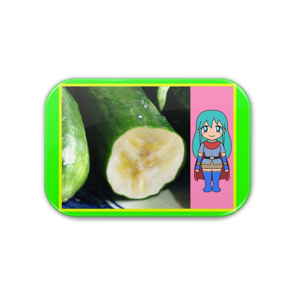 バナナキュウリと少女の缶バッジ / Banana-Cucumber-and-Girl Can-Badge