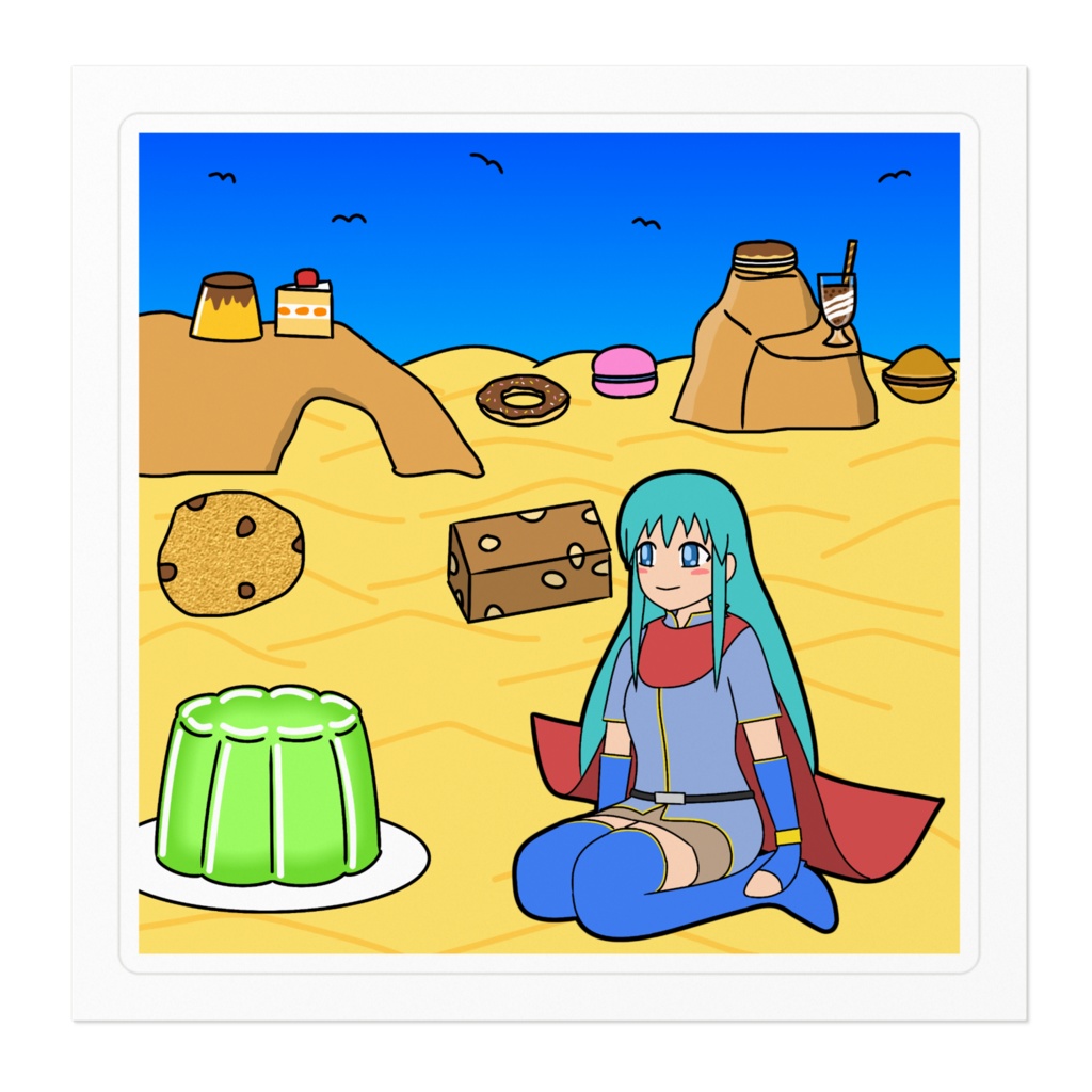 デザート砂漠と少女のステッカー