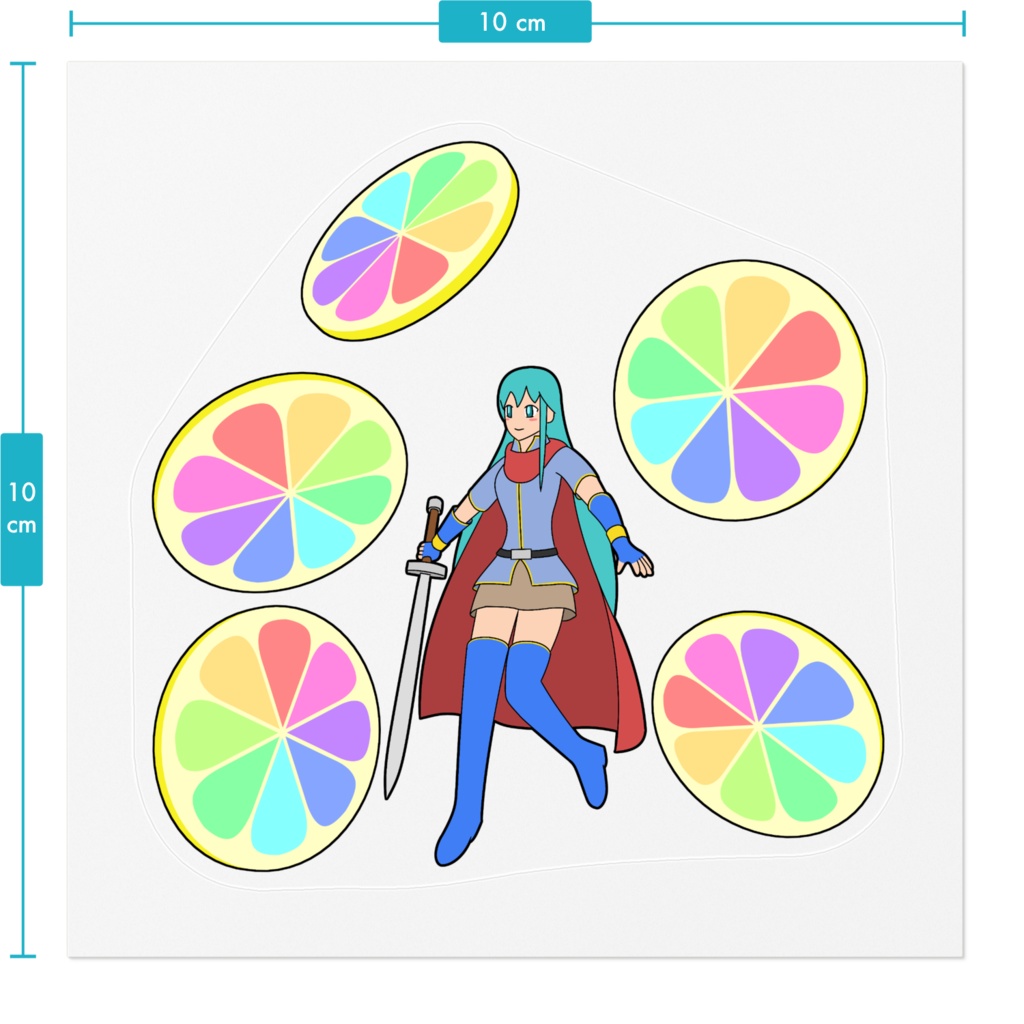 カラフルレモンと少女のステッカー